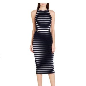 Ted Baker Stripe Midi Dress with belt - sz. 2